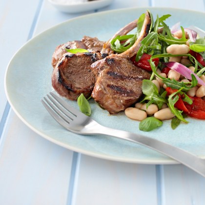 Lamb Cutlets with a White Bean Salad