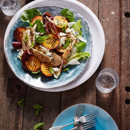 Grilled Peach and Lilydale Chicken Tenderloin Salad