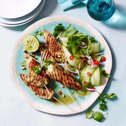 Tenderloins in lemongrass, Chilli and Coconut Flavours with Cucumber Salad