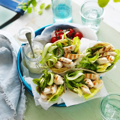 Chicken, Mint & Asparagus Salad Wraps