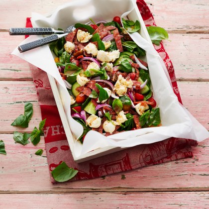 Mediterranean Bocconcini and Salami Salad