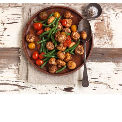 Saute Button Mushrooms and Green Beans