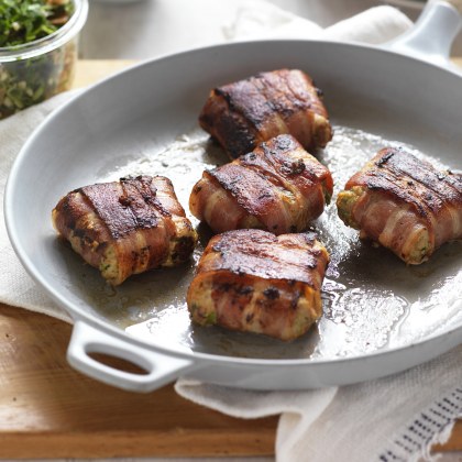 Pork and Mushroom Bacon Wrapped Patties