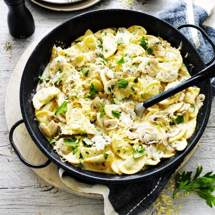 Creamy Mushroom and Three-Cheese Ravioli