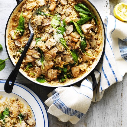 Oven-Baked Chicken and Mushroom Risotto