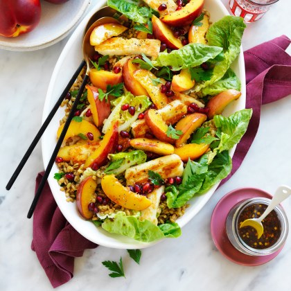 Middle Eastern-style Nectarine, Haloumi and Freekeh Salad
