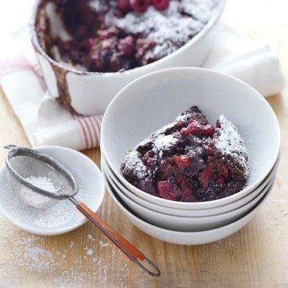 Raspberry and Chocolate Self Saucing Pudding