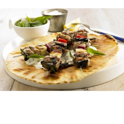 Greek Quail Kebabs With Creamy Basil & Feta Sauce