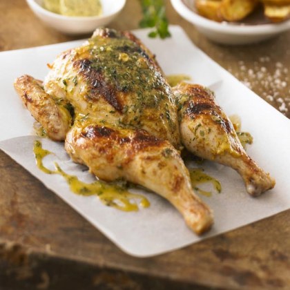 Grilled Spatchcock With Wasabi Mustard Butter