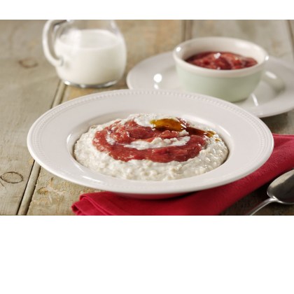 Creamy Porridge With Golden Syrup And Rhubarb