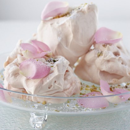 Fluffy Pink Rose Meringues