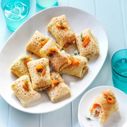 Smoked Salmon, Sour Cream & Herb Crepe Parcels