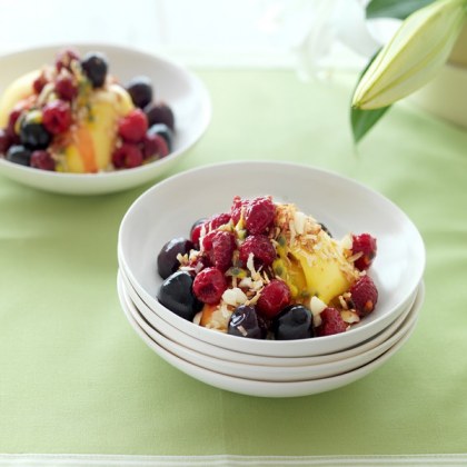 Raspberries and Cherries in Passionfruit Syrup