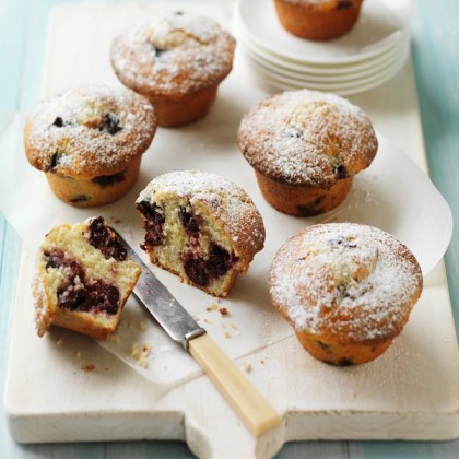 Cherry, sour cream & coconut muffins