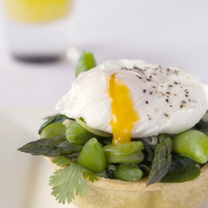 Green Veggie Tarts with Soft Eggs