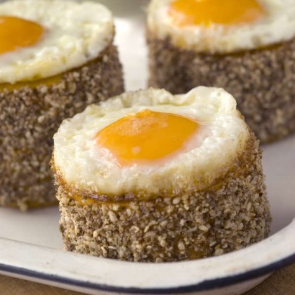 Roasted Egg and Pumpkin Rounds with Feta and Herb Pesto