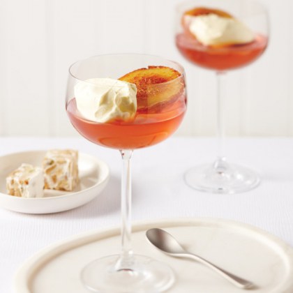 Caramelised Peach with Sparkling Jelly and Gippsland Dairy Pure Double Cream