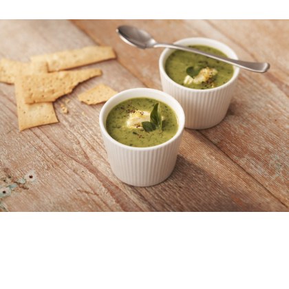 Pea, Rocket and Basil Soup with Lemon Mascarpone