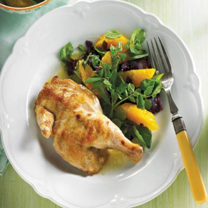 Grilled Spatchcock with Salad