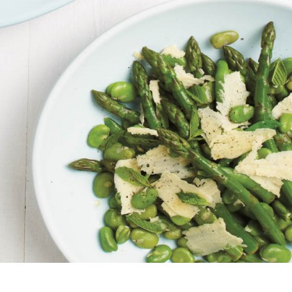 Broad Beans, Asparagus with Mint and Pecorino