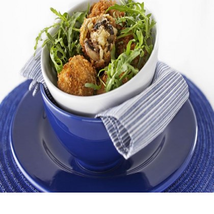 Golden Breaded Mushroom Medley Risotto Balls