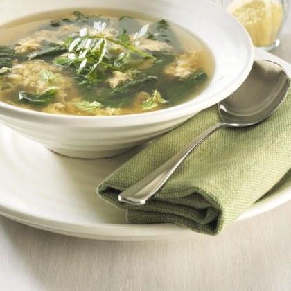 Stracciatella Soup with Baby Spinach