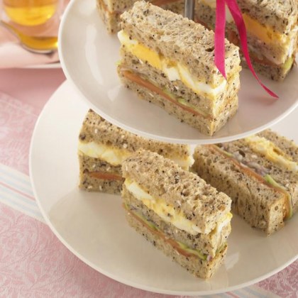 Egg, Smoked Salmon and Cucumber Double Decker Sandwiches
