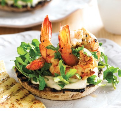 Barbecue Lemon & Oregano Mushrooms with Prawns