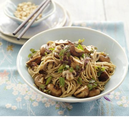 BBQ Swiss Brown Mushrooms Soba Noodle Salad