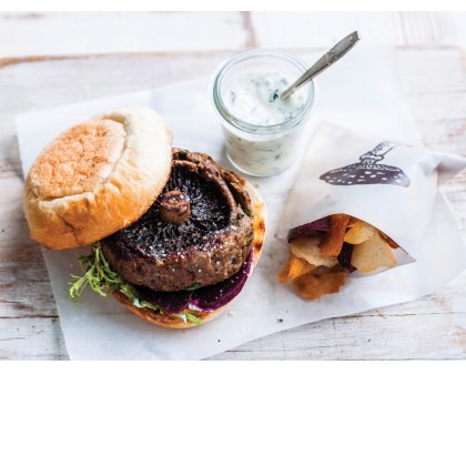 Mushroom lamb burger