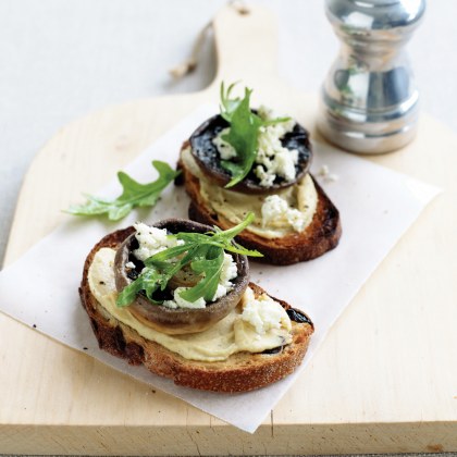 Mushrooms on Walnut Crostini