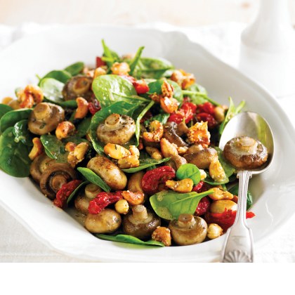 Roasted Mushrooms, Tomato & Cashew Salad