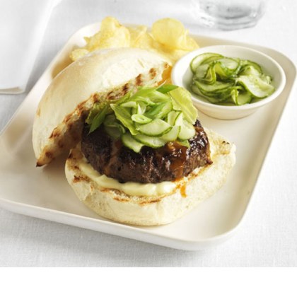 Teriyaki-glazed beef burgers