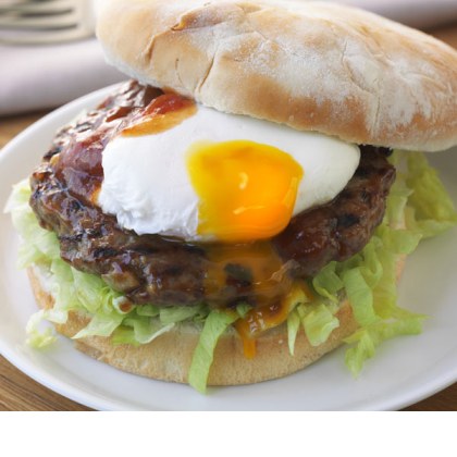 Aussie Lamb Burger with Poached Egg and Tomato Chutney