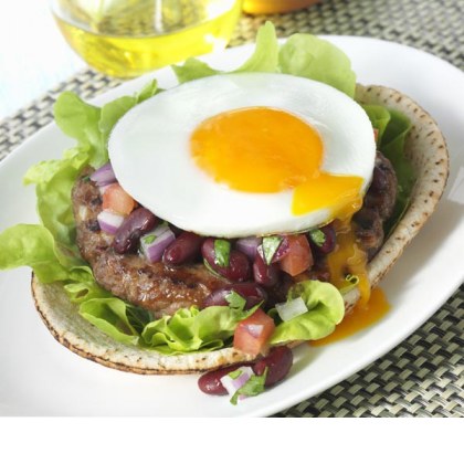 Spicy Mexican Burger with Egg and Red Bean Salsa