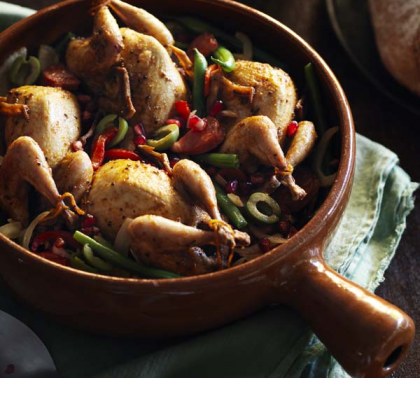 Whole Spanish Quail with Chorizo and Green Bean Salad