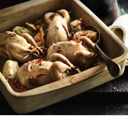 Lemon Risotto Stuffed Quail with Figs and Fennel