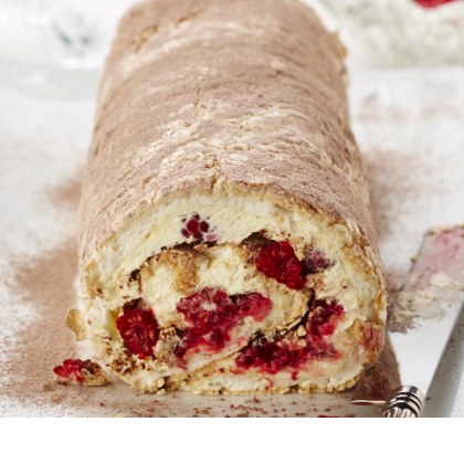 Rosewater Roulade with Raspberries and Cream