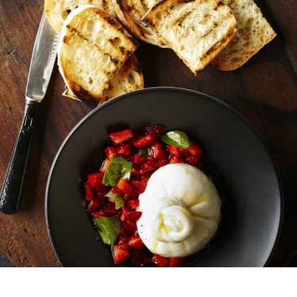 Burrata with Strawberry and Basil Salsa