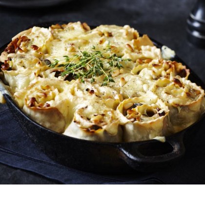 Mushroom, Bacon and Swiss Baked Rotolo