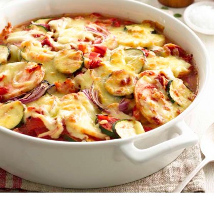 Cheesy Layered Vegetable Bake