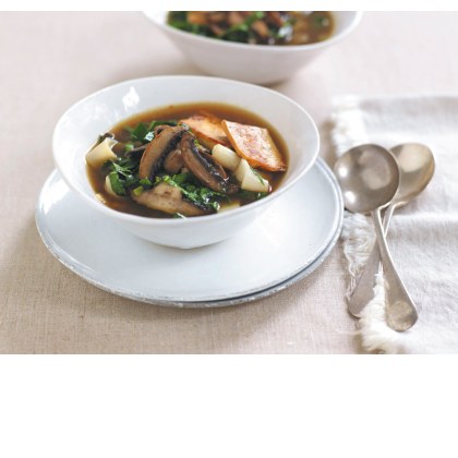 Mushroom, Tofu & Spinach Noodle Soup