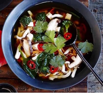 Vegetable & Tofu Udon Noodle Soup with Asian Flavours