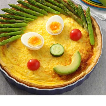Funny Face Ham, Leek and Swiss Cheese Quiche