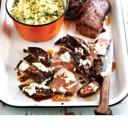 Mushrooms with Herb Couscous & Lamb