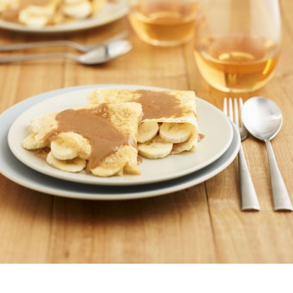 Crepes with Bananas and Caramel Sauce