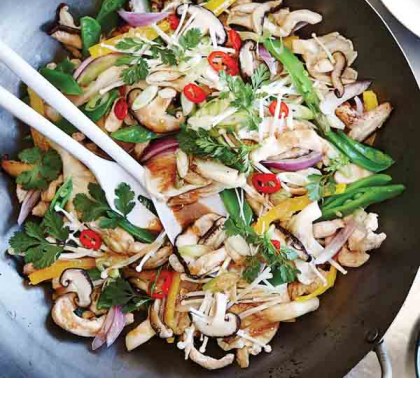 Teriyaki Chicken Stir fry with Mixed Mushrooms & Snow Peas