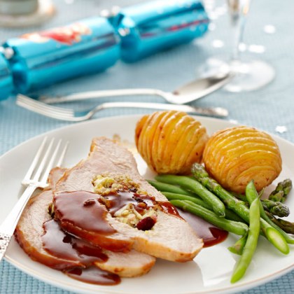 Turkey Breast with Cranberry and Leek Stuffing