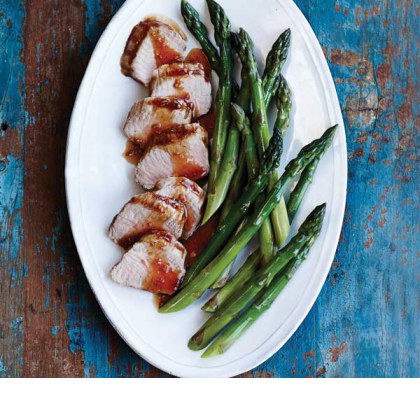 Marinated Pork Tenderloin with Steamed Asparagus