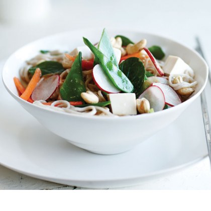 Tofu, Vegetables & Soba Noodle Salad with a Miso & Ginger Dressing